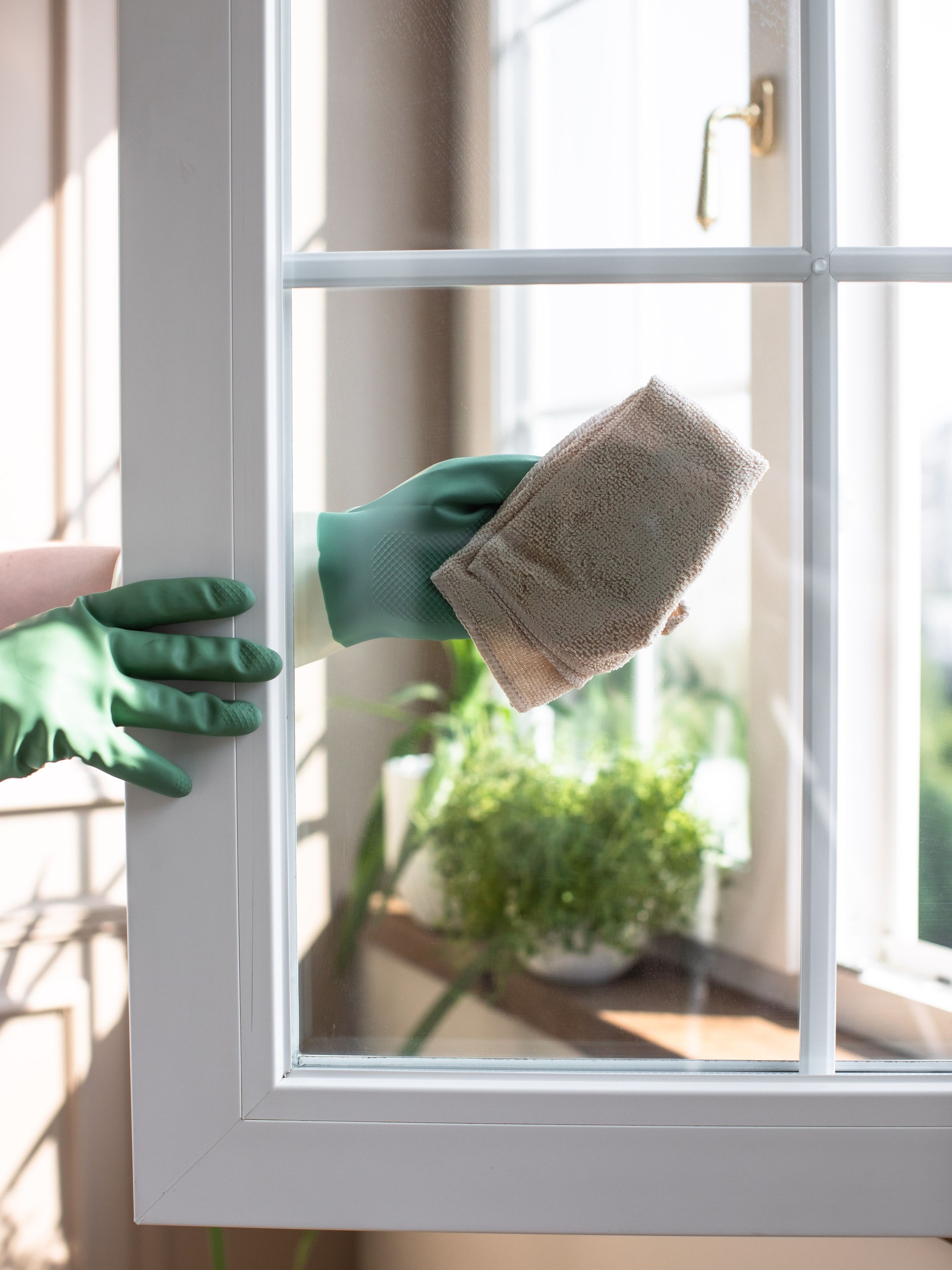 Washing windows.
